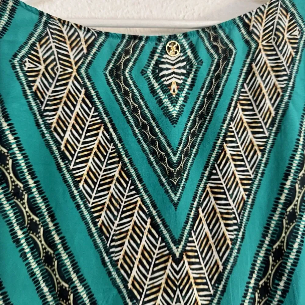 ViX Paula Hermanny 100% Silk Blue Turquoise Coverup Boho Euro Vacation Swim Sz S
